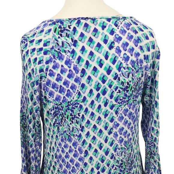 Lilly Pulitzer Amisa Top Size M Crochet Boho Bell Sleeves V-neck Tassel Blue - Picture 10 of 13